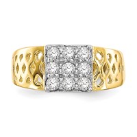 10K Yellow Gold 9-Stone CZ and Lattice Ring view 5