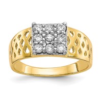 10K Yellow Gold 9-Stone CZ and Lattice Ring view 1