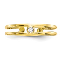 10K Yellow Gold Bezel-set Clear CZ Toe Ring view 5
