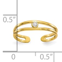 10K Yellow Gold Bezel-set Clear CZ Toe Ring view 3
