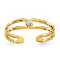 10K Yellow Gold Bezel-set Clear CZ Toe Ring view 1