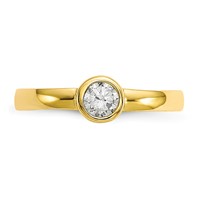 10K Yellow Gold Bezel-set 3mm Round Clear CZ Toe Ring view 5