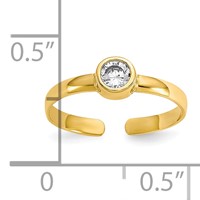 10K Yellow Gold Bezel-set 3mm Round Clear CZ Toe Ring view 3