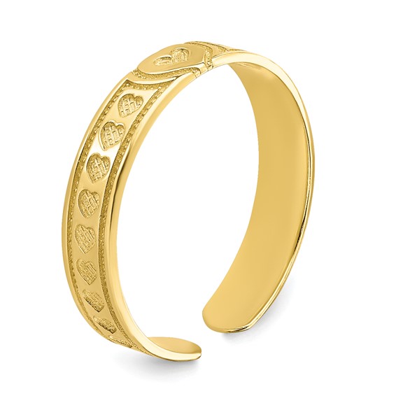 Gold Polished Heart Toe Ring