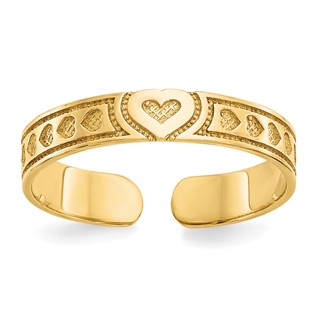 Gold Polished Heart Toe Ring