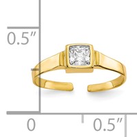 10K Bezel-set 3mm Square Clear CZ Toe Ring view 3