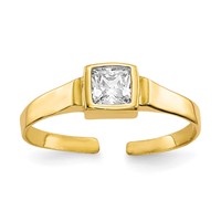 10K Bezel-set 3mm Square Clear CZ Toe Ring view 1