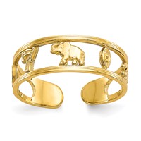10K Yellow Gold Good Luck Symbols Toe Ring view 1
