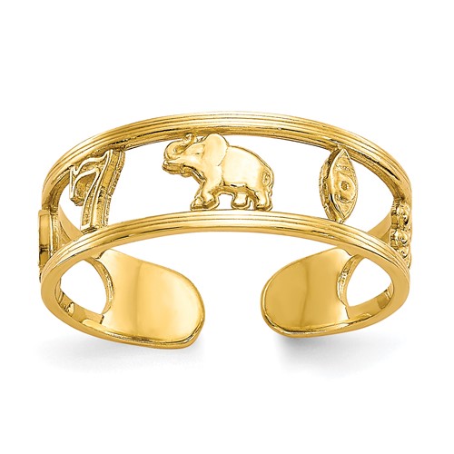 10K Yellow Gold Good Luck Symbols Toe Ring