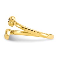 10K Yellow Gold Bezel-set Clear CZ Bypass Toe Ring view 4