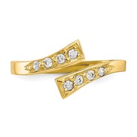 10K Yellow Gold Graduated Clear CZ Bypass Toe Ring view 5