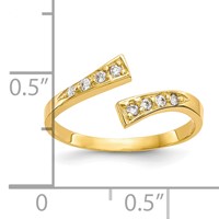 10K Yellow Gold Graduated Clear CZ Bypass Toe Ring view 3