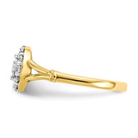 10K Yellow Gold Clear CZ Cluster Halo Ring view 4