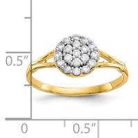 10K Yellow Gold Clear CZ Cluster Halo Ring view 3