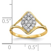 10K Yellow Gold Clear CZ Cluster Ring view 3