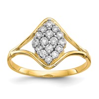 10K Yellow Gold Clear CZ Cluster Ring view 1