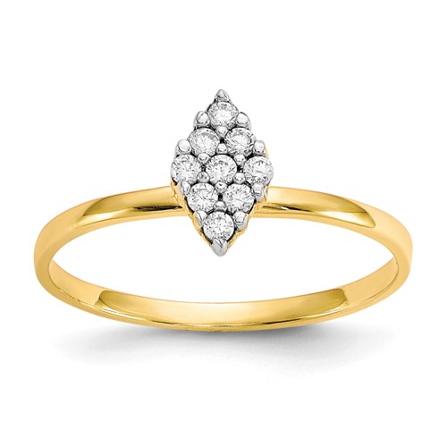 10K Yellow Gold Clear CZ Cluster Promise Ring