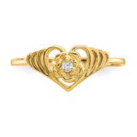 10K Yellow Gold CZ Heart Ring view 5