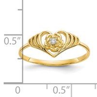 10K Yellow Gold CZ Heart Ring view 3