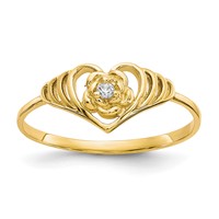 10K Yellow Gold CZ Heart Ring view 1