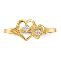 10K Double Heart CZ Ring view 5