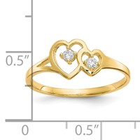 10K Double Heart CZ Ring view 3