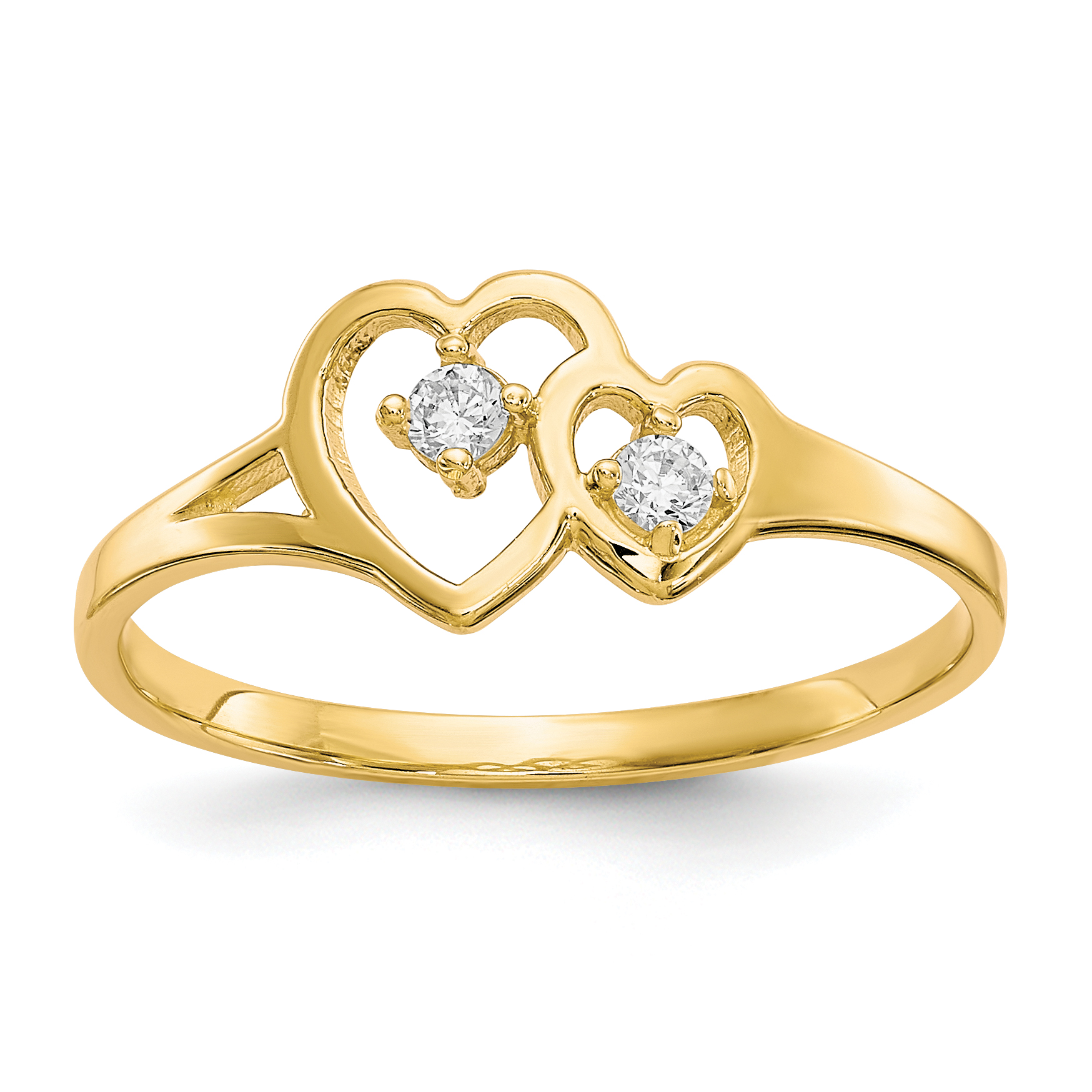 10k Double Heart CZ Ring (10C1184)