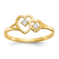 10K Double Heart CZ Ring view 1