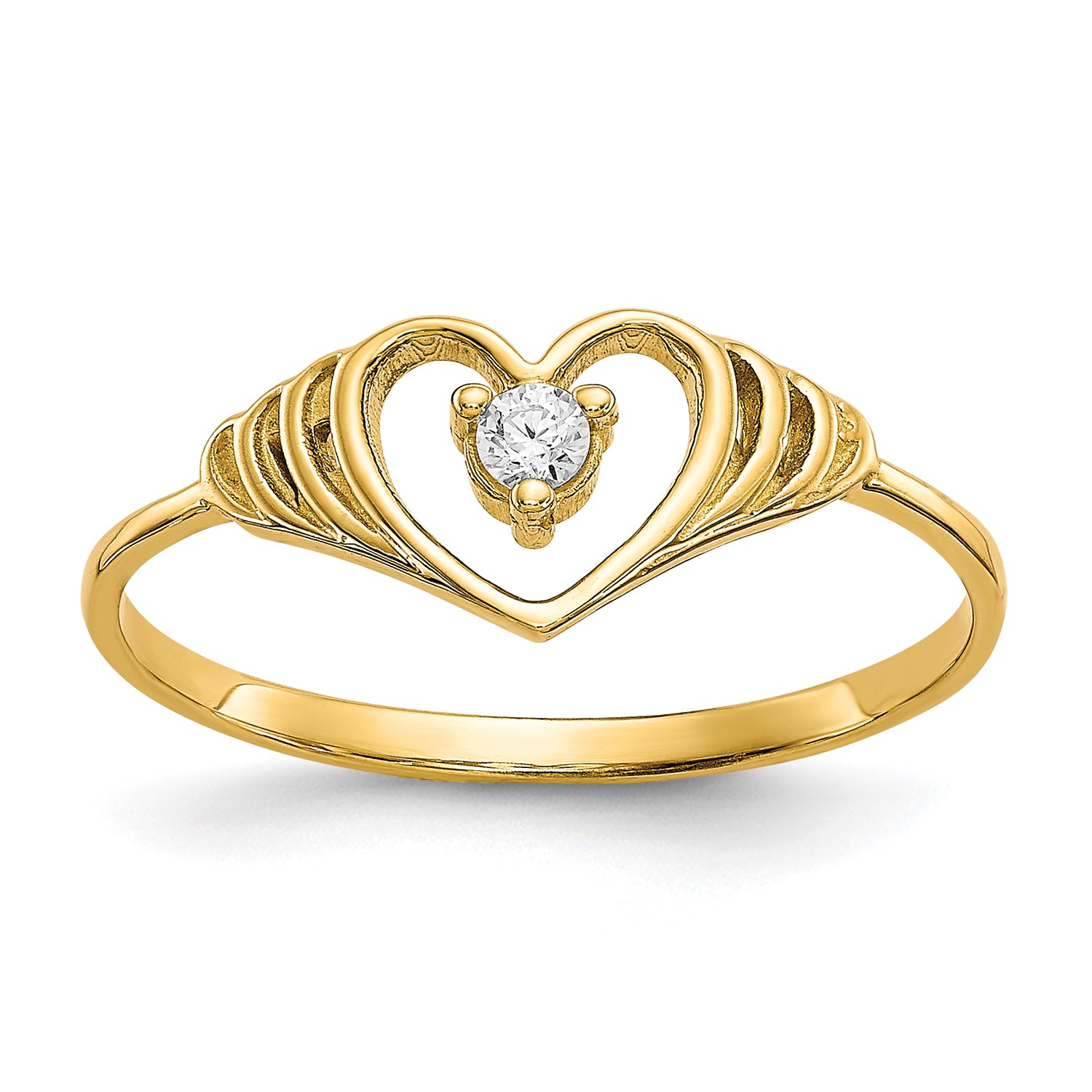 10k Yellow Gold CZ Heart Ring. Metal Wt-0.97g | eBay