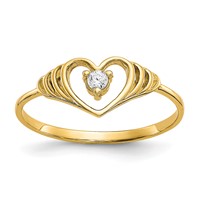 10K CZ Heart Ring view 1