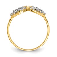 10K Yellow Gold Double Heart CZ Ring view 2