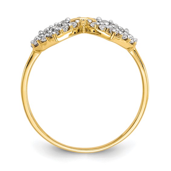 10k Double Heart CZ Ring