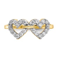 10K Yellow Gold Double Heart CZ Ring view 5