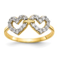 10K Yellow Gold Double Heart CZ Ring view 1