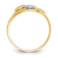 10K and White Rhodium Triple Heart 3-Stone CZ Ring view 2