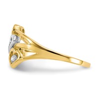 10K and White Rhodium Triple Heart 3-Stone CZ Ring view 4