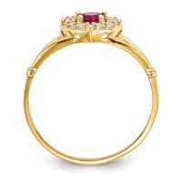 10K Red and White CZ Heart Halo Ring view 2