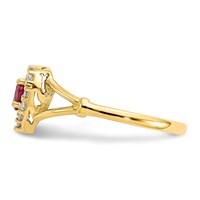 10K Red and White CZ Heart Halo Ring view 4