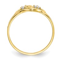 10K Yellow Gold Double Heart CZ Ring view 2