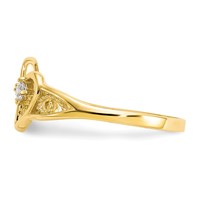 10K Yellow Gold Double Heart CZ Ring view 4