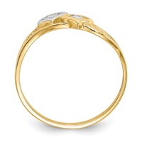 10K and White Rhodium Double Heart CZ Ring view 2