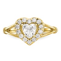 10K Yellow Gold CZ Heart Halo Ring view 5