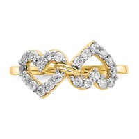 10K Yellow Gold Double Heart CZ Ring view 5