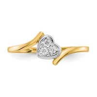 10K and White Rhodium CZ Bypass Heart Ring view 5