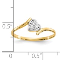 10K and White Rhodium CZ Bypass Heart Ring view 3