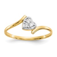 10K and White Rhodium CZ Bypass Heart Ring view 1