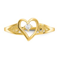10K Yellow Gold CZ Heart Ring view 5