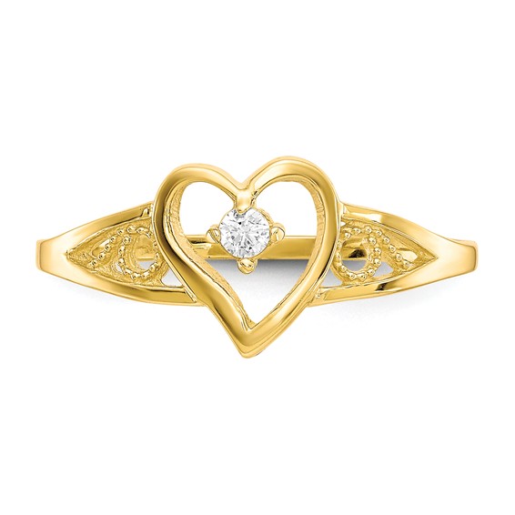 10k Heart CZ Ring