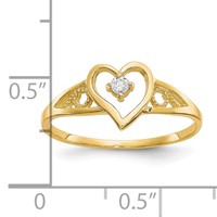 10K Yellow Gold CZ Heart Ring view 3
