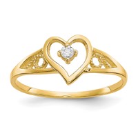 10K Yellow Gold CZ Heart Ring view 1